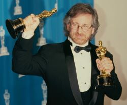 Steven Spielberg Holding Academy Award